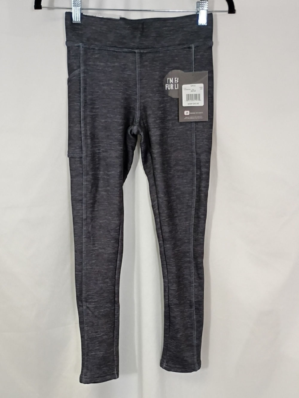 NWT Swiss Alps Girls Gray Cozy Faux Fur Lined Comfort Leggings Size 10/12